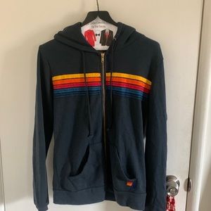 Aviator Nation 5 Stripe Hoodie - Deep Ocean 2